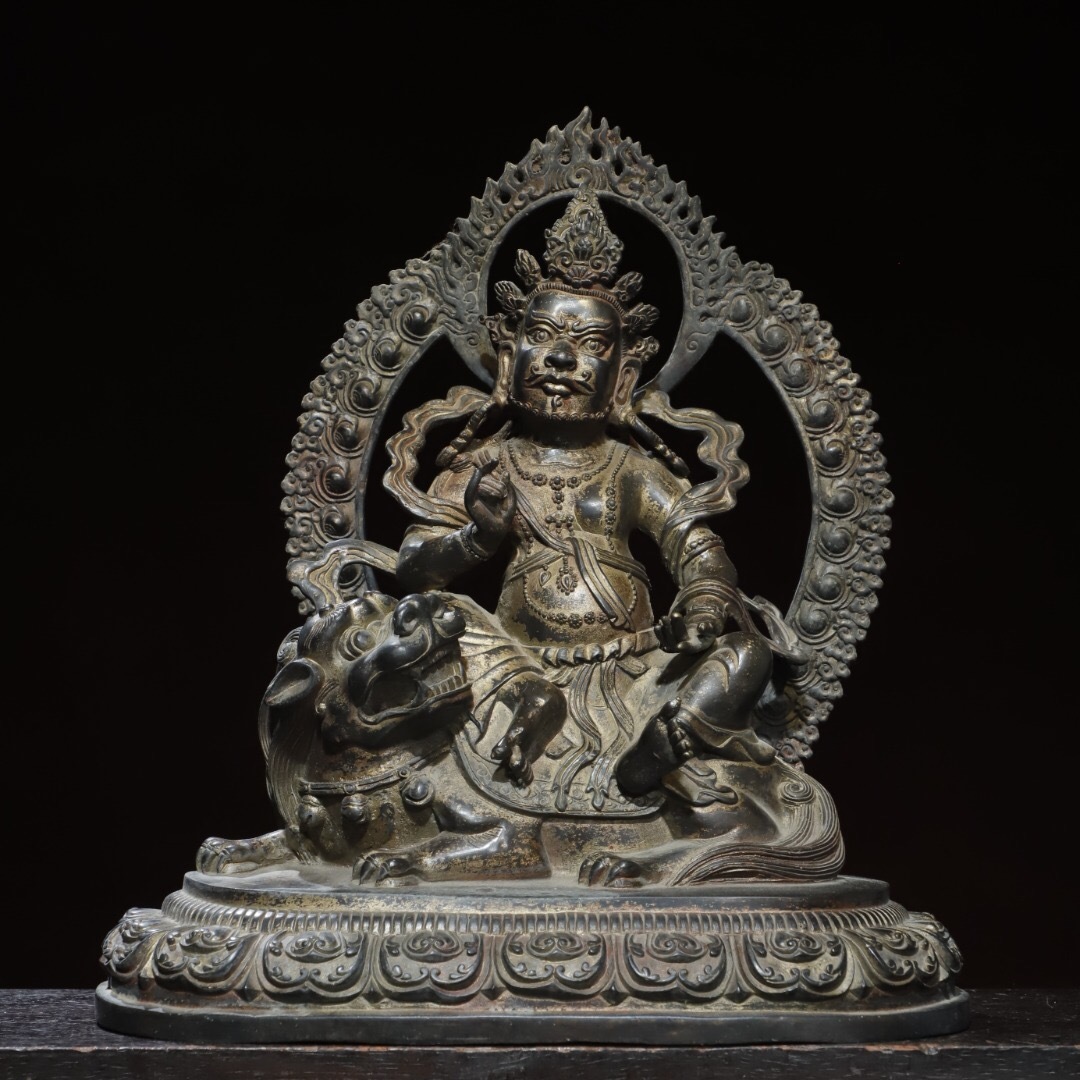 銅製 塗金 文殊菩薩像 置物 古賞物 古美術品 稀少珍蔵品