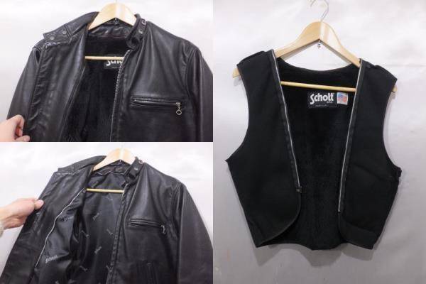 Schott ショット 641 シングルレザーライダースジャケット USA制 サイズ34 黒 ブラック
