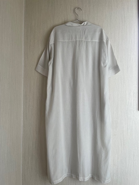美品*IENA*イエナ*Cu/R ストライプスキッパーワンピース*ホワイト*ゆったり* 