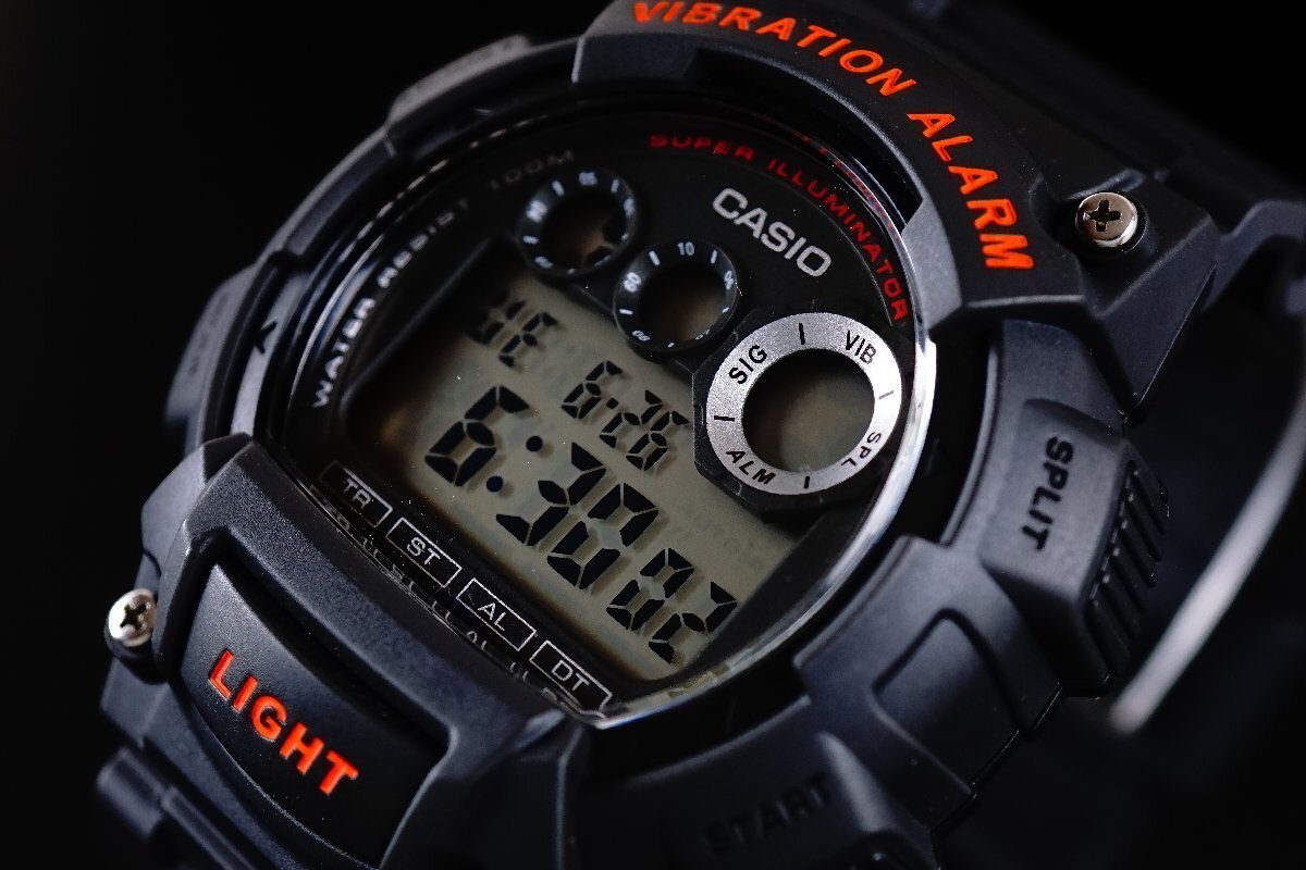 1円～1スタ 美しすぎるBLACK×RED 新品未使用本物正規(guī)品 CASIO カシオ バイブレーションアラーム搭載 ハイスペック腕時計 100m防水 10気圧