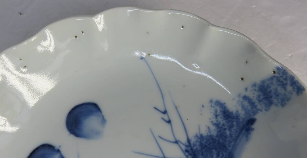  старый Imari белый фарфор с синим рисунком . тарелка 2 листов олень пейзаж map 