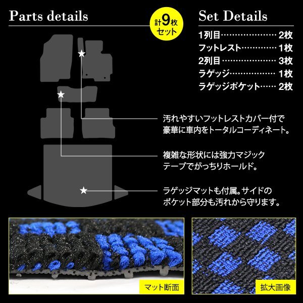 【國産】マツダ CX-5 全グレード対応 フロアマット カーマット ラグマット ラゲッジ付 全席 セット 専用設(shè)計(jì) ブラック×ブルー チェック