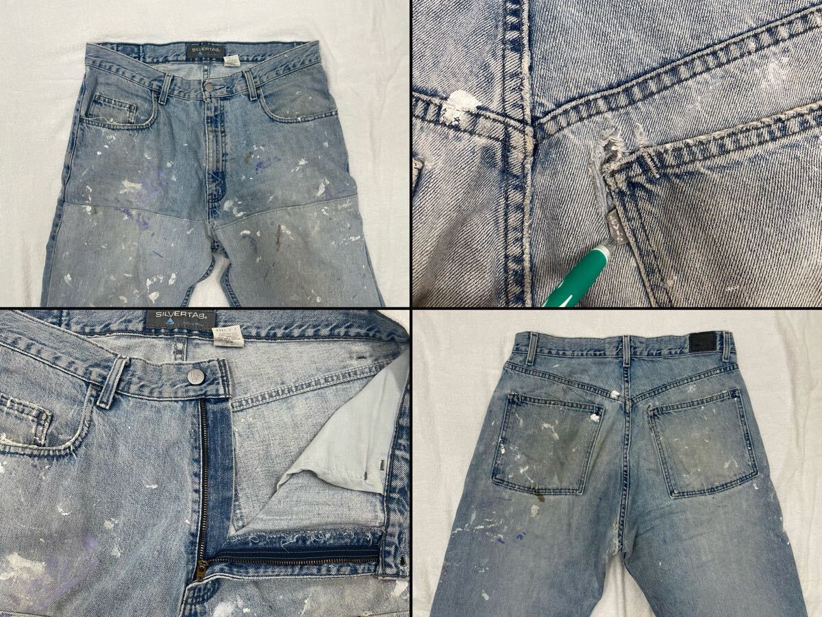 実物 90sリーバイス Levi’s シルバータブ silver tab W34 L32デニム パンツ ワイド ジーンズ ダメージ ペインター ダブルニー カーハート