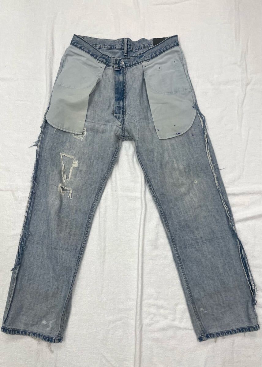 実物 90sリーバイス Levi’s シルバータブ silver tab W34 L32デニム パンツ ワイド ジーンズ ダメージ ペインター ダブルニー カーハート