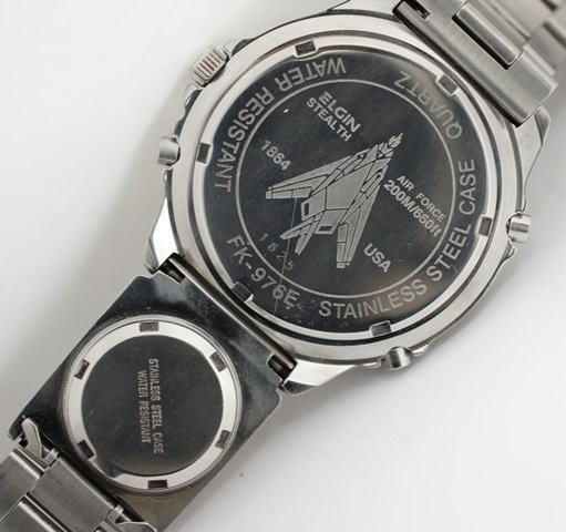 1円～ ELGIN【ステルス FK-976E 連裝コンパス付き 多機(jī)能パイロットウォッチ】メンズ