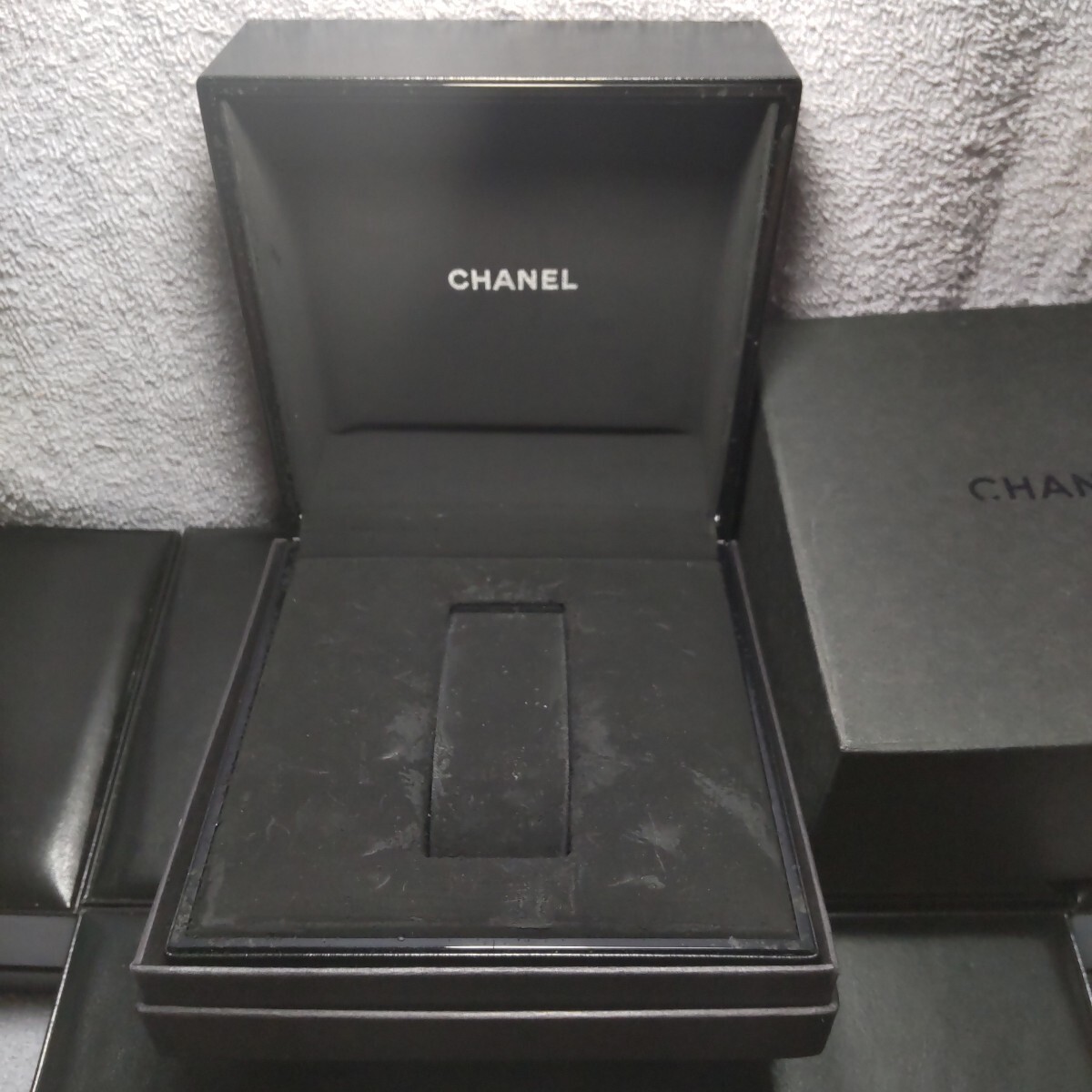 CHANEL 純正 シャネル 時計 箱 ウォッチ ケース ボックス 黒 内箱 黒 外箱 化粧箱 空箱 BOX 正規 ボックス 保護 収納 付属品 014 送料込み