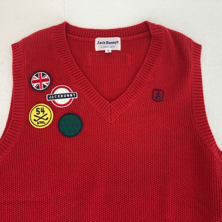 Jack Bunny!! by PEARLY GATES ジャックバニー レディース ゴルフウェア アクリル/コットン ベスト SIZE: 1 レッド LU632025051316_画像3
