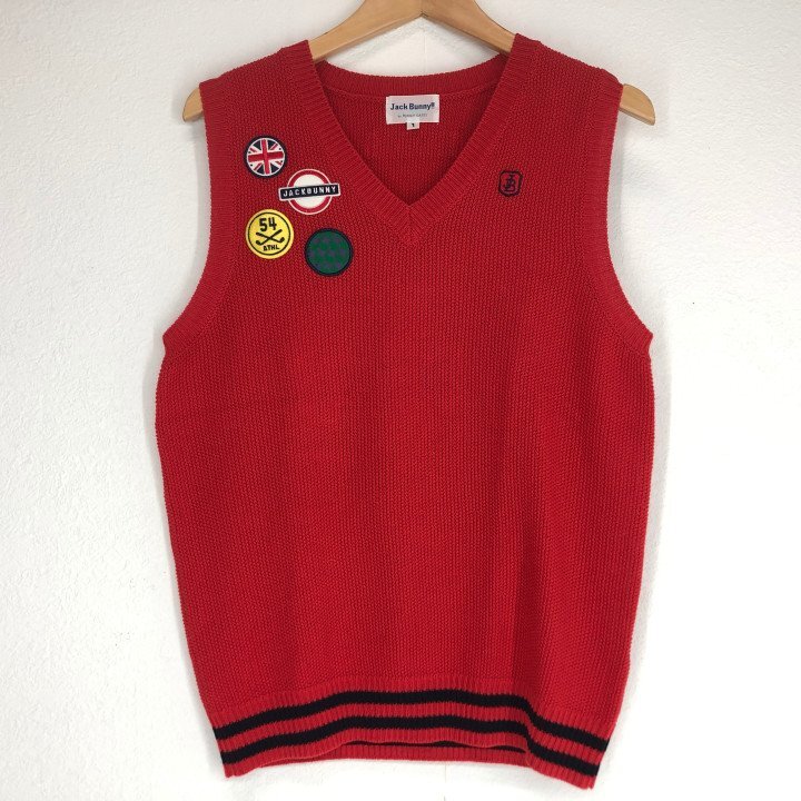 Jack Bunny!! by PEARLY GATES ジャックバニー レディース ゴルフウェア アクリル/コットン ベスト SIZE: 1 レッド LU632025051316_画像1