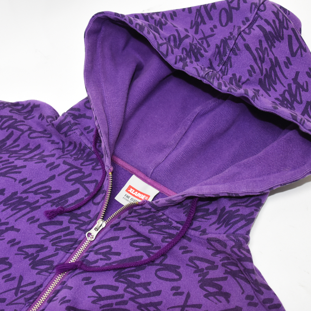 XLARGE X-LARGE エクストララージ メンズ ジップアップ パーカー フーディ メンズ XLサイズ パープル 紫 ロゴ 総柄 0113205