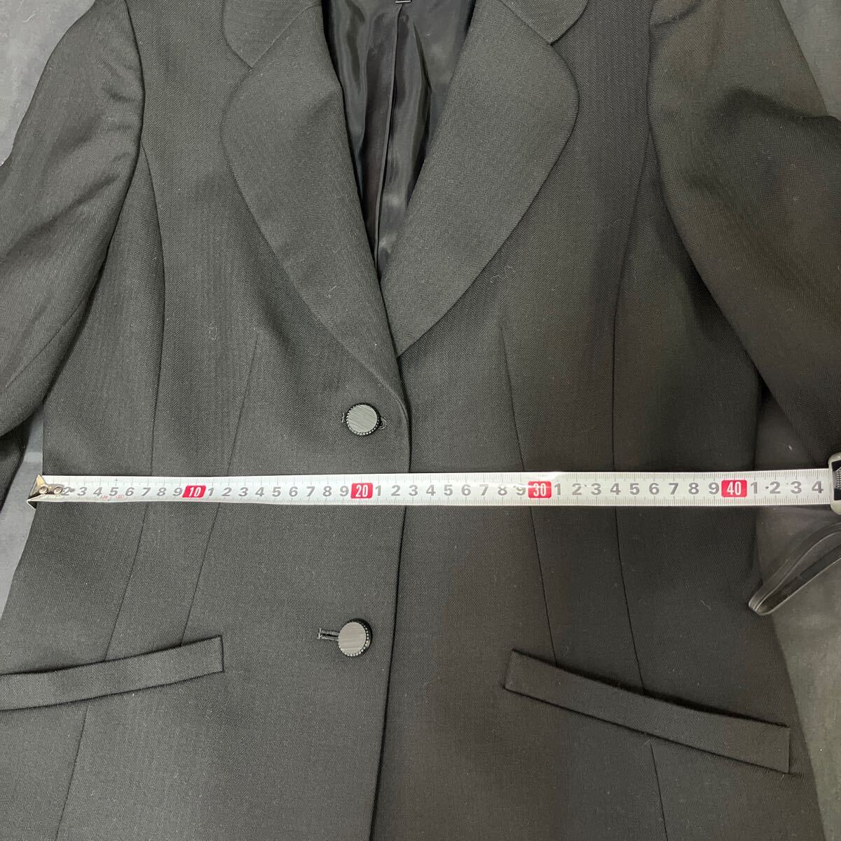 ●古著《レディース スーツ 9號(hào)》 Mサイズ セットアップ ブラック系 ブラック パンツ ストライプ フォーマルスーツ 225-96