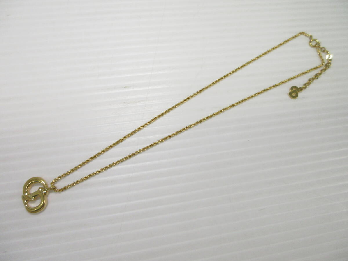 2504M1319 ChristianDior クリスチャンディオール CDロゴネックレス/MONET モネ パール 透明石 ピアス ゴールドカラー 計2點