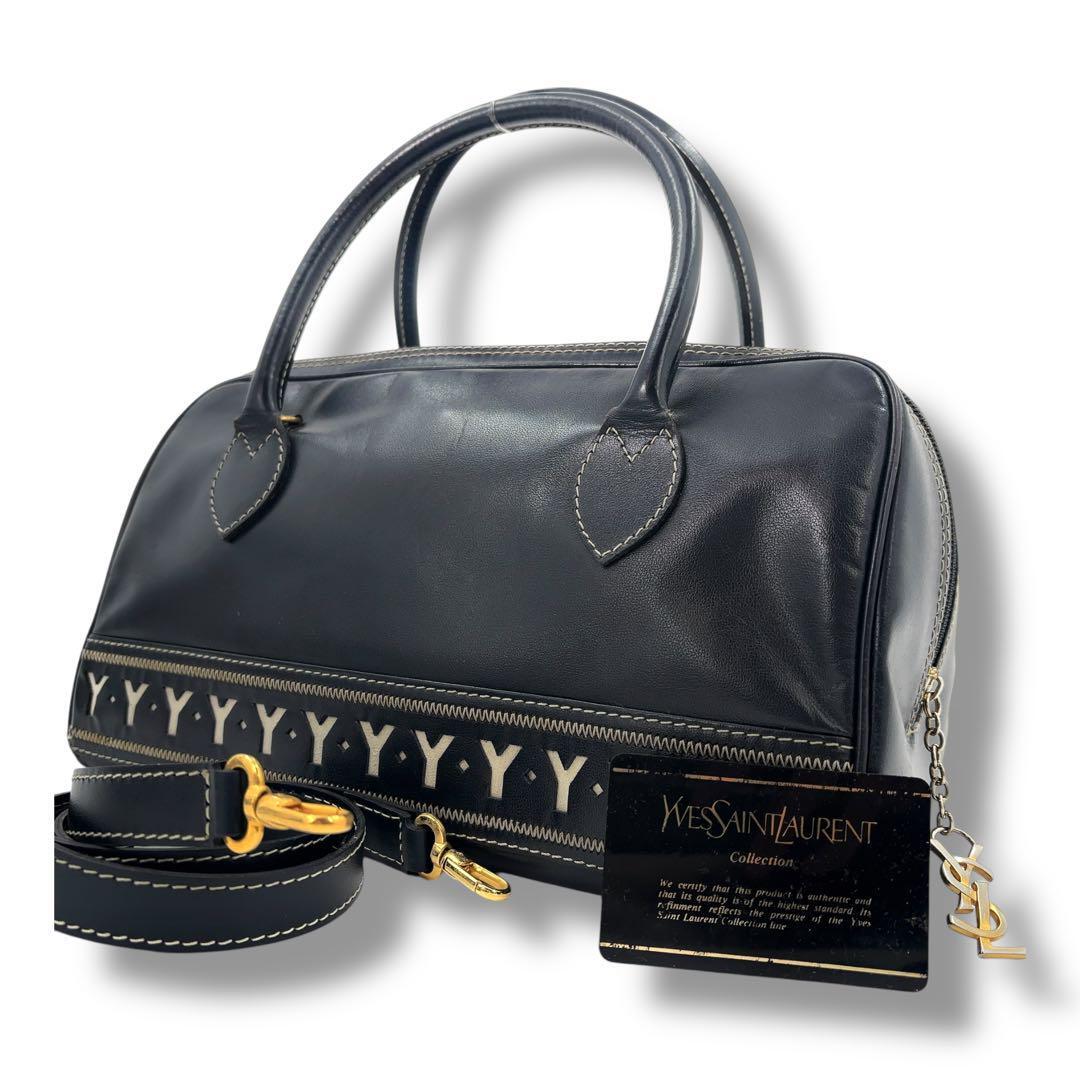 【美品】Saint Laurent 2WAYレザーバッグ 定価304,200円 美品】イヴサンローラン 2WAY ショルダー レザー Yモチーフ