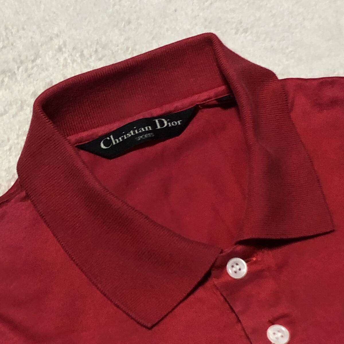 Christian Dior SPORTS クリスチャンディオールスポーツ 半袖ポロシャツ ロゴ刺 ボルドー Lサイズ