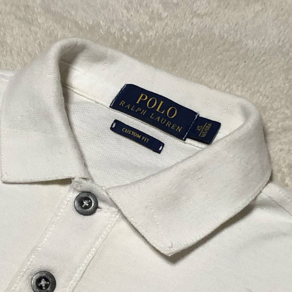 希少デザイン POLO RALPH LAUREN ポロ ラルフローレン 半袖ポロシャツ ビックポニー刺 白 XSサイズ
