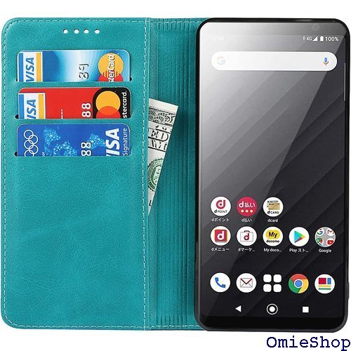 Arrows Be4 Plus ケース 手帳型 F-4 ード入れ スタンド機能 落ち着いた色 レトロ ターコイズ 384_画像5