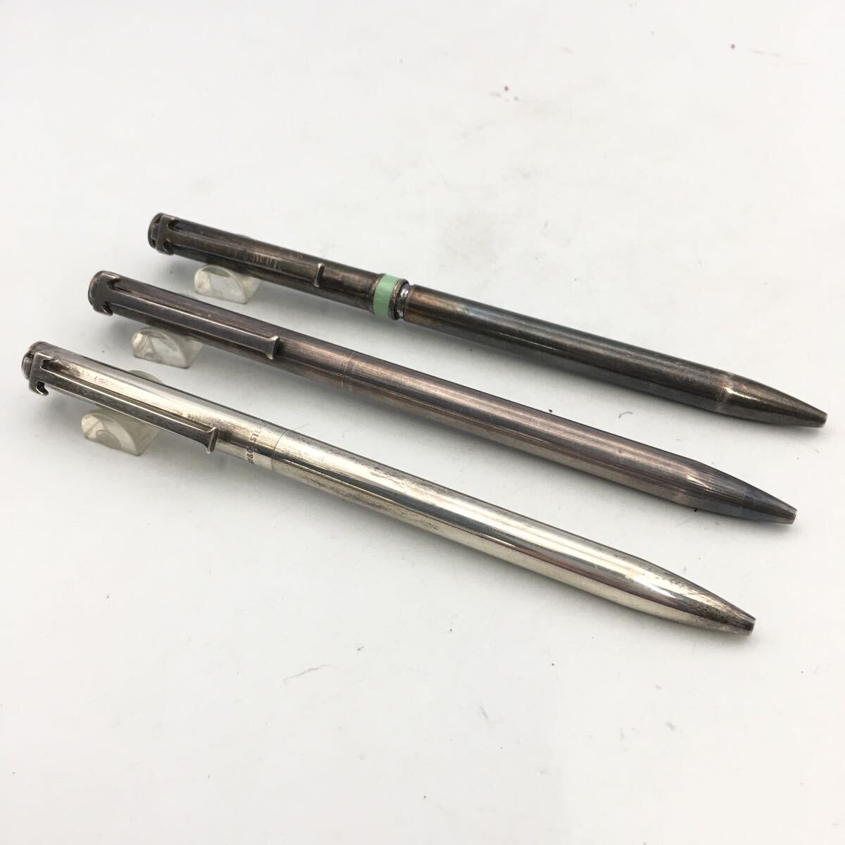 ★F04265/TIFFANY&Co. ティファニー/ボールペン/Tクリップ/STERLING 925 等/ツイスト式/シルバー 等/まとめて/計(jì)3點(diǎn)セット/筆記OK含