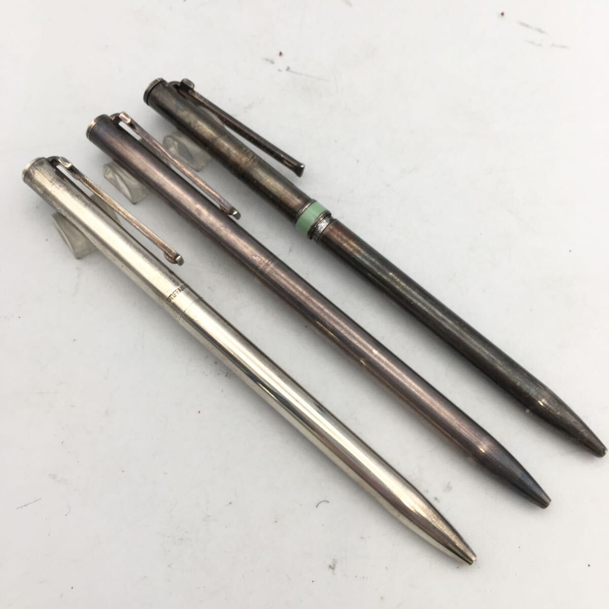 ★F04265/TIFFANY&Co. ティファニー/ボールペン/Tクリップ/STERLING 925 等/ツイスト式/シルバー 等/まとめて/計(jì)3點(diǎn)セット/筆記OK含