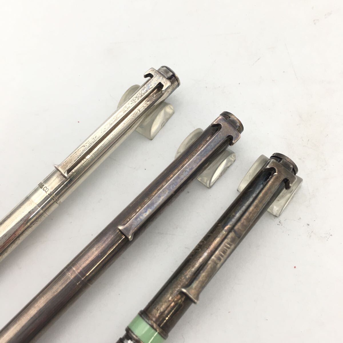 ★F04265/TIFFANY&Co. ティファニー/ボールペン/Tクリップ/STERLING 925 等/ツイスト式/シルバー 等/まとめて/計(jì)3點(diǎn)セット/筆記OK含
