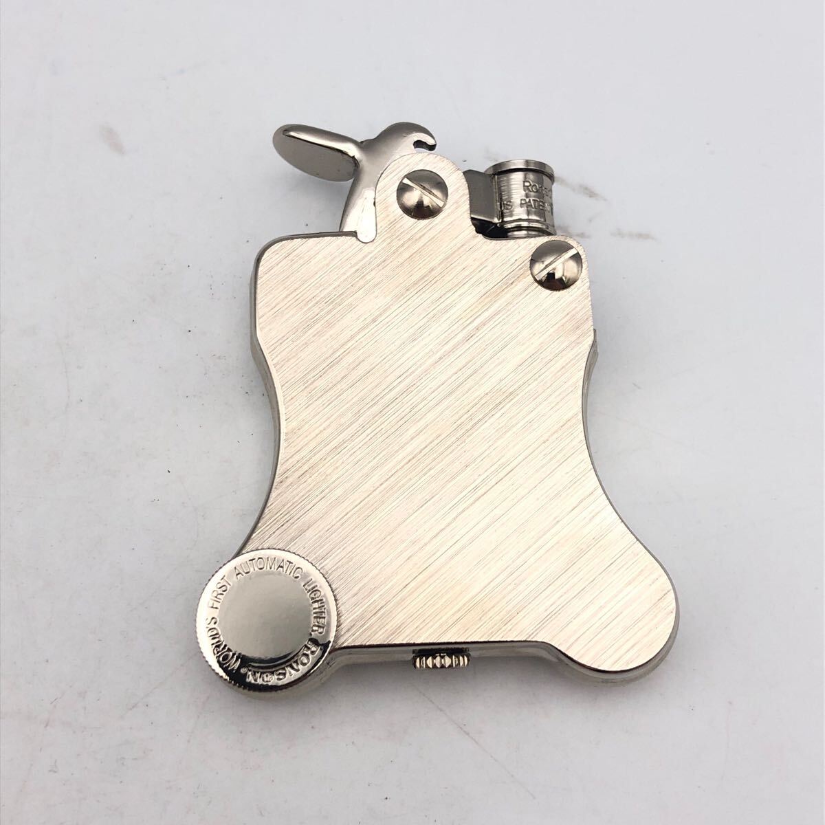 ★F04090【美品】RONSON ロンソン/オイルライター/バンジョー/ヘアライン/シルバー/箱付/火花OK/ヴィンテージ