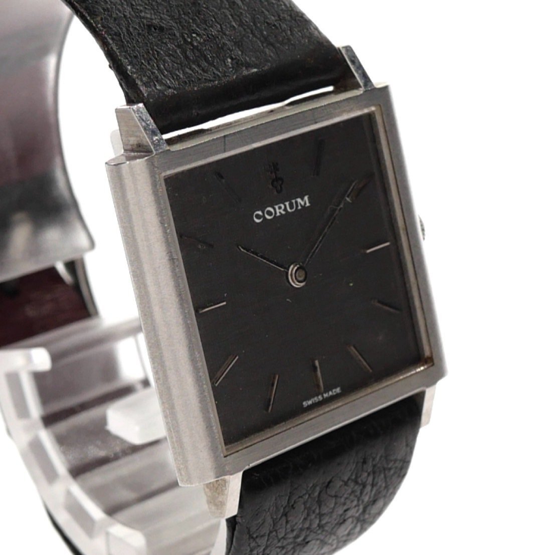 1円スタート 稼働品 CORUM コルム メンズ 腕時計 手巻き 機(jī)械式 スクエアフェイス ヴィンテージ 2針 ステンレススチール SS シルバー文字盤