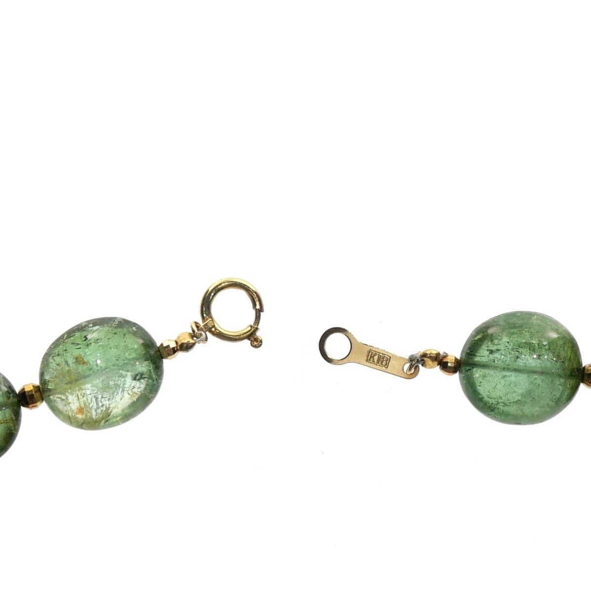 1円スタート 美品 天然グリーントルマリン ネックレス レディース 金具 留め具 K18 750 アクセサリー ジュエリー 天然石 NGLソーティング