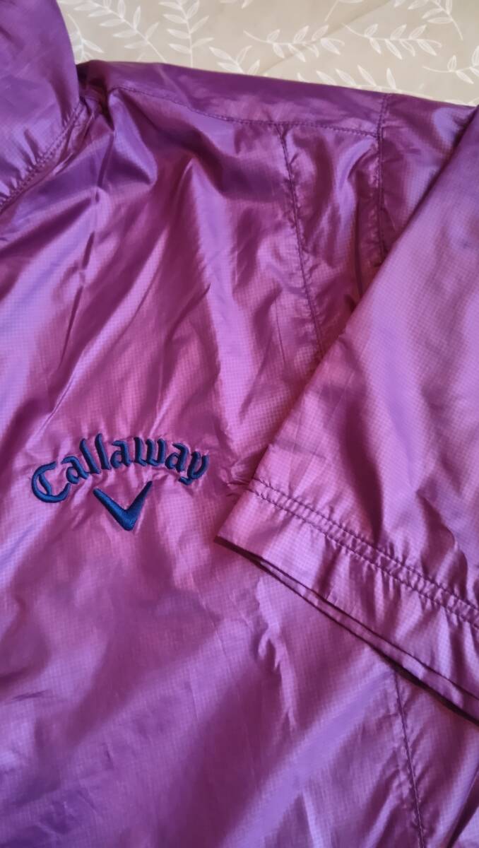 美品！　キャロウェイ　半袖ウインドブレーカー　サイズＭ　里メッシュ生地　ハーフジップ　光沢パープル　裾幅調節(jié)機能　薄くて軽い?