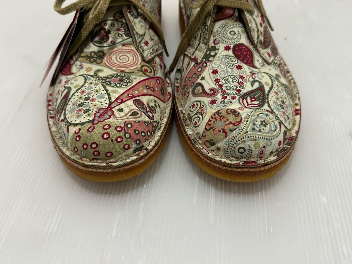 D(0522t9) 未使用 Clarks クラークス チャッカーブーツ デザートブーツ ペイズリー柄 靴 シューズ サイズ5表記 長期保管品 
