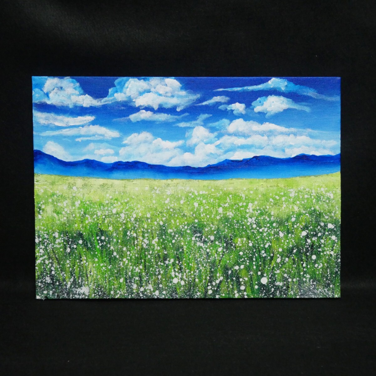 油絵 油彩 油彩画 絵 絵画 【草原に咲く白い花】_画像7