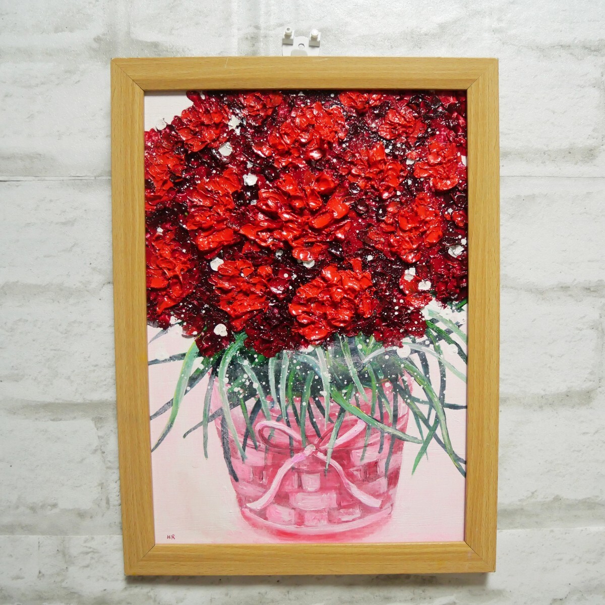 油絵 油彩 油彩画 絵 絵画【赤いカーネーション】 油絵 油彩 油彩画 絵 絵画 【赤いカーネーション】