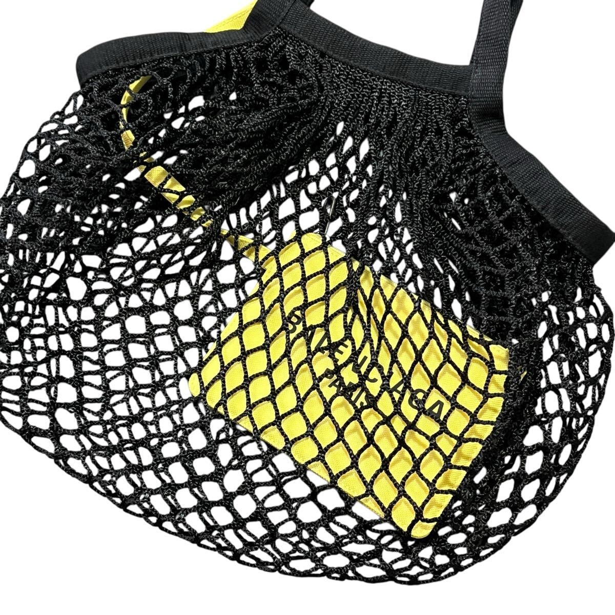 関税込★*BALENCIAGA*24/7 M コットン×メッシュ トートバッグ BALENCIAGA Mesh 24/7 Medium Tote Bag with Yellow Pouch
