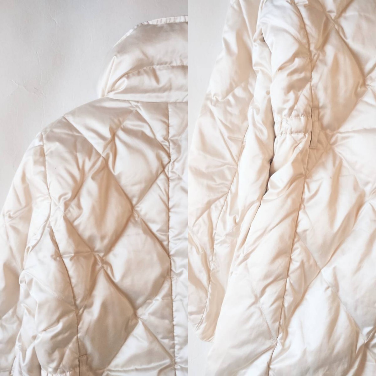PRADA シルクMIX ロングジャケット ロングコート サイズ40 L相當(dāng) オフホワイト アウター 軽量