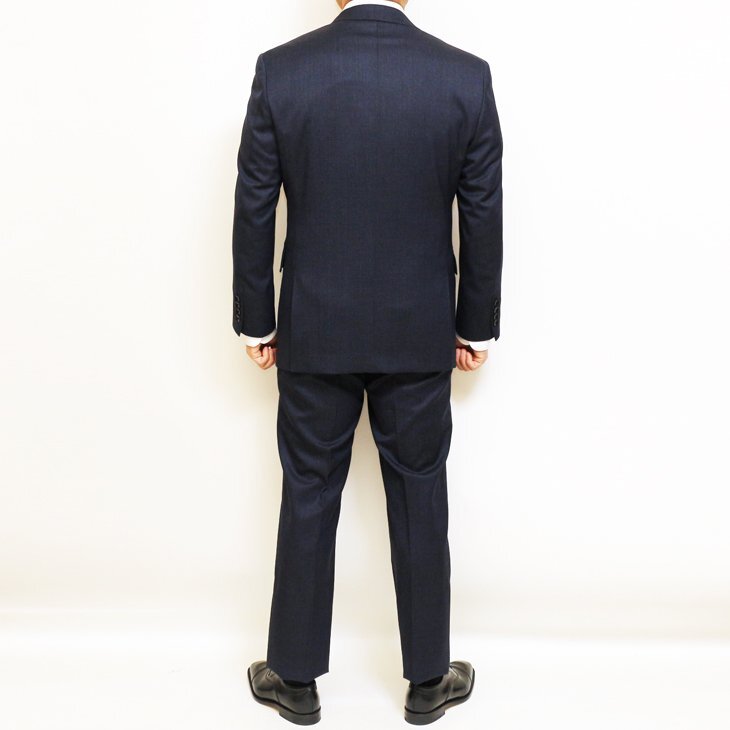 【1円開始】 男性 メンズ 25新作 新品 通年 西川毛織 ニュージーランド産 ウール100％ 濃紺チェック柄 2つボタン ビジネス スーツ AB6