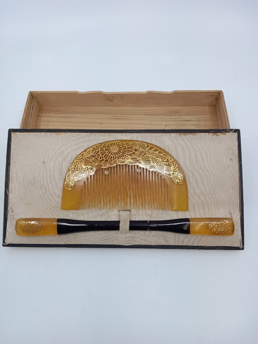 【国内配送】 アンティーク 鼈甲 簪 櫛 金細工 和装小物(かんざし)|売買され 金製