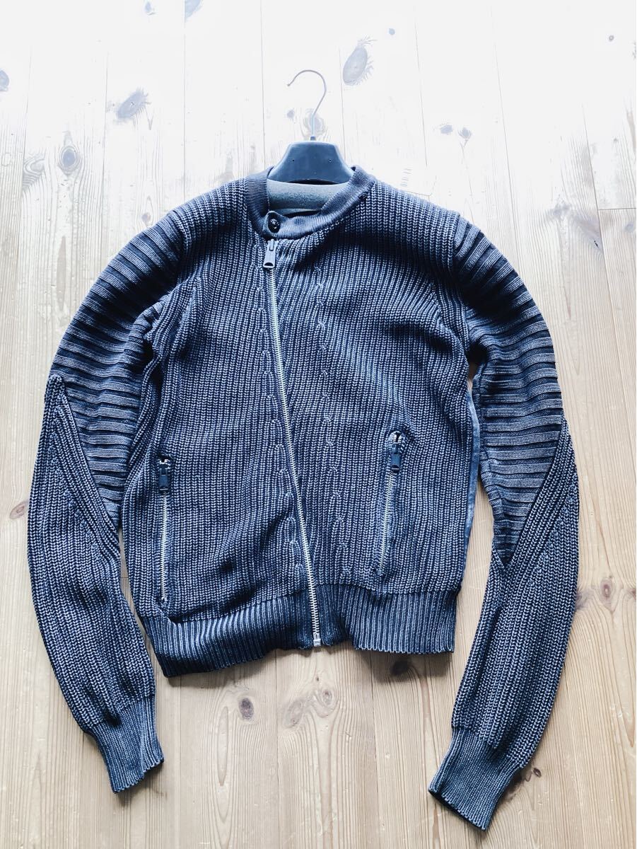 【REPLAY】リプレイ　ライダースデザイン　コットンニット　セーター　ジャケット　カーディガン　XS　定価38000円＋税_画像5