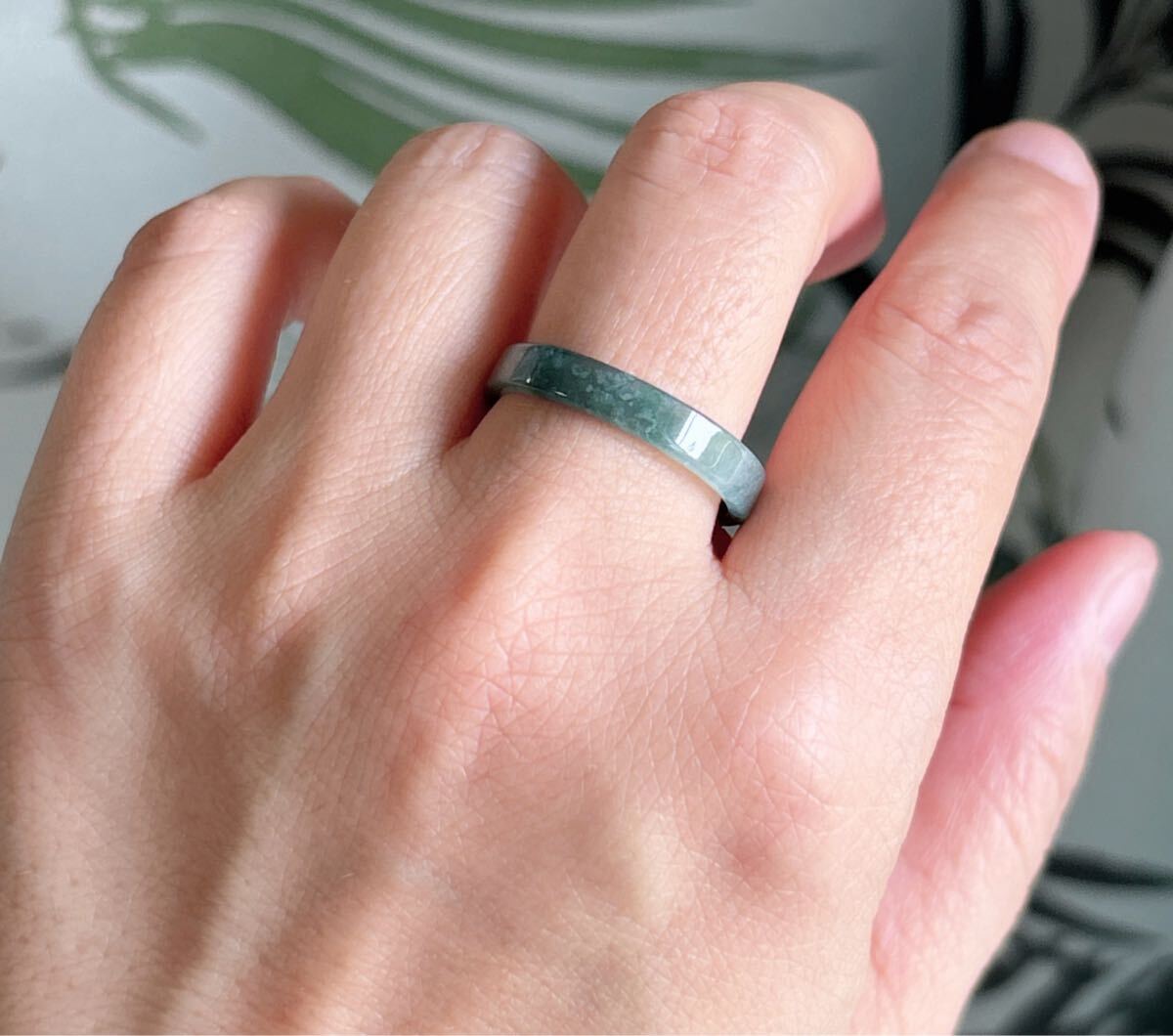 天然石 藍水本翡翠（A）リング指輪（番号A4629）_画像8