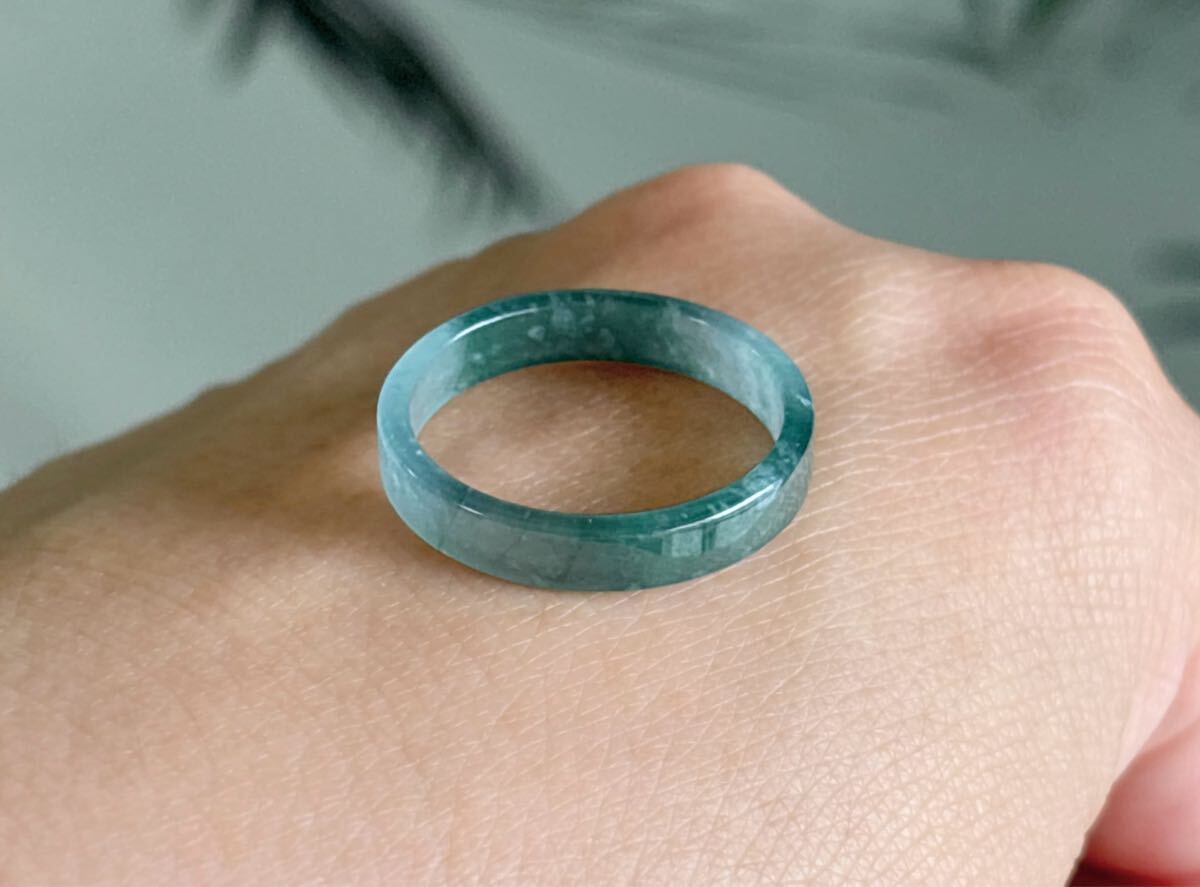 天然石 藍水本翡翠（A）リング指輪（番号A4629）_画像1