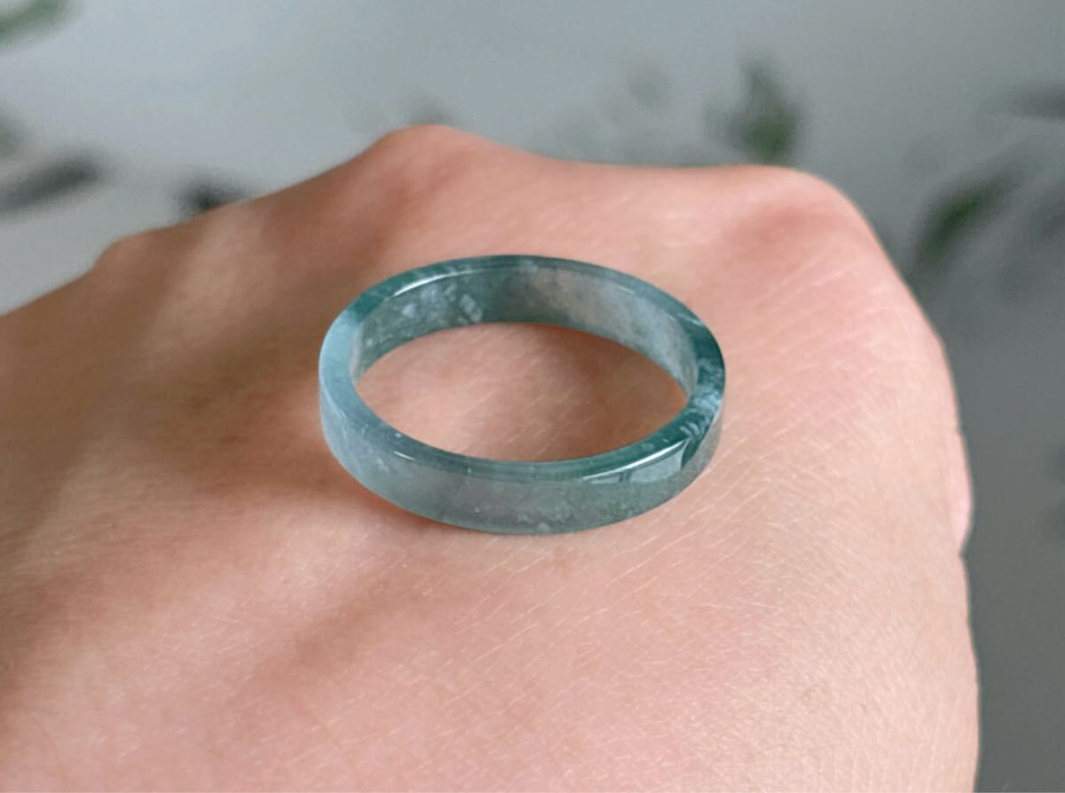 天然石 藍水本翡翠（A）リング指輪（番号A4629）_画像2