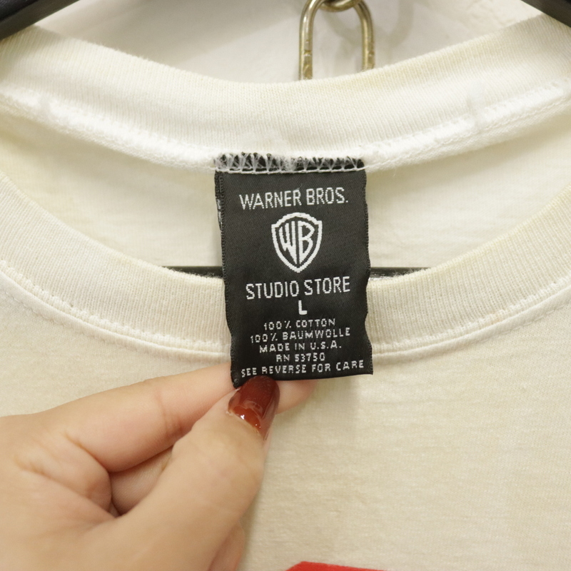 T668 90sビンテージ ワーナーブロス トゥイーティー パロディー プリントTシャツ USA制■1990年代制 表記Lサイズ 白 ホワイト アメカジ 80s