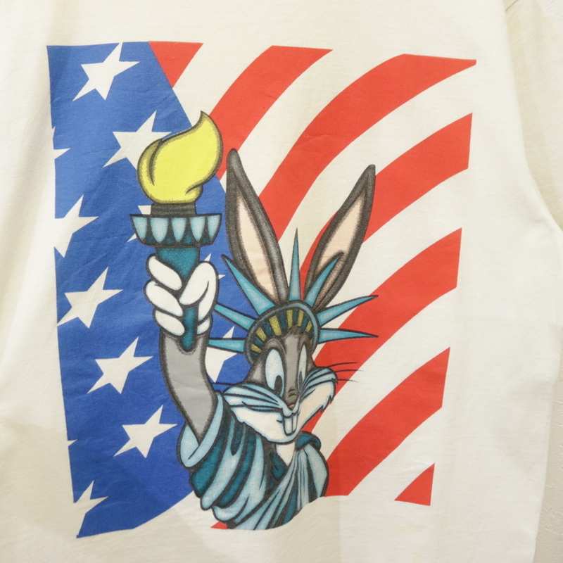 T668 90sビンテージ ワーナーブロス トゥイーティー パロディー プリントTシャツ USA制■1990年代制 表記Lサイズ 白 ホワイト アメカジ 80s