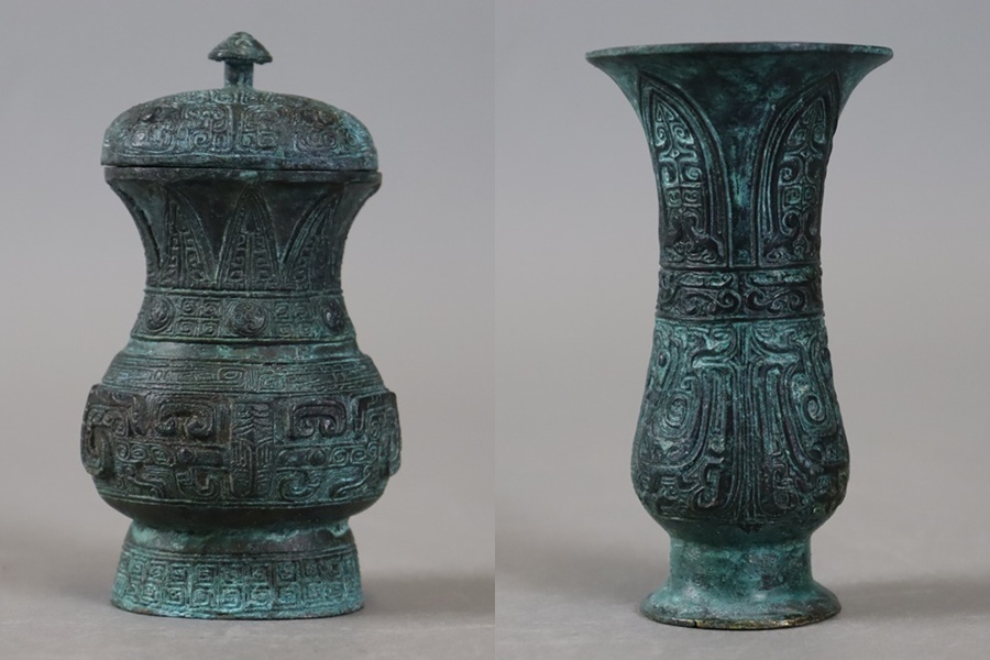 品質のいい 10点 祭器 青銅器 中国美術 箱入 唐物 古銅 祭器 蓋尊 饕餮紋 その他