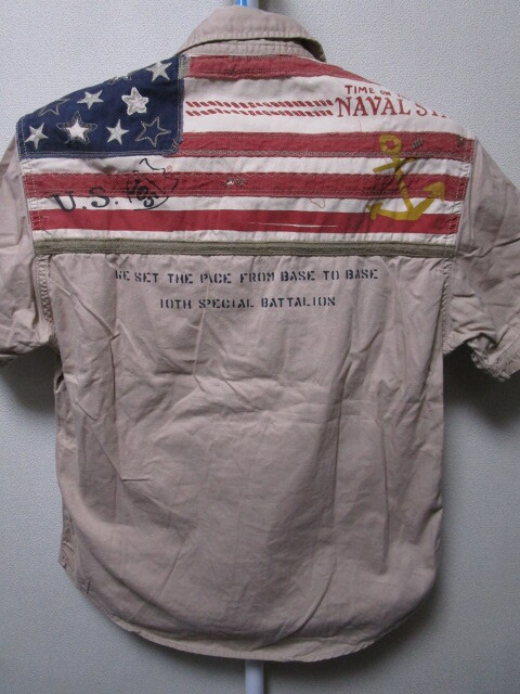 AVIREX S/S IMPACT FLAG SHIRT・M(アヴィレックス星条旗インパクトフラッグミリタリー半袖シャツU.S.NAVAL) _画像1