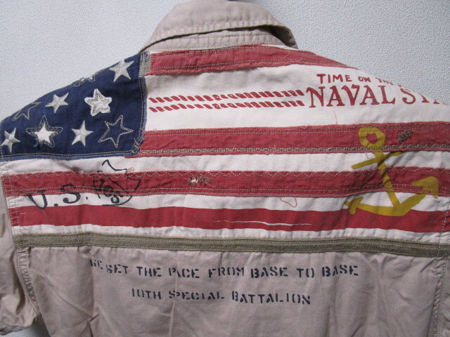 AVIREX S/S IMPACT FLAG SHIRT・M(アヴィレックス星条旗インパクトフラッグミリタリー半袖シャツU.S.NAVAL) _画像2