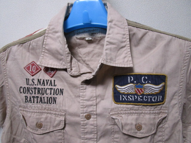 AVIREX S/S IMPACT FLAG SHIRT・M(アヴィレックス星条旗インパクトフラッグミリタリー半袖シャツU.S.NAVAL) _画像6