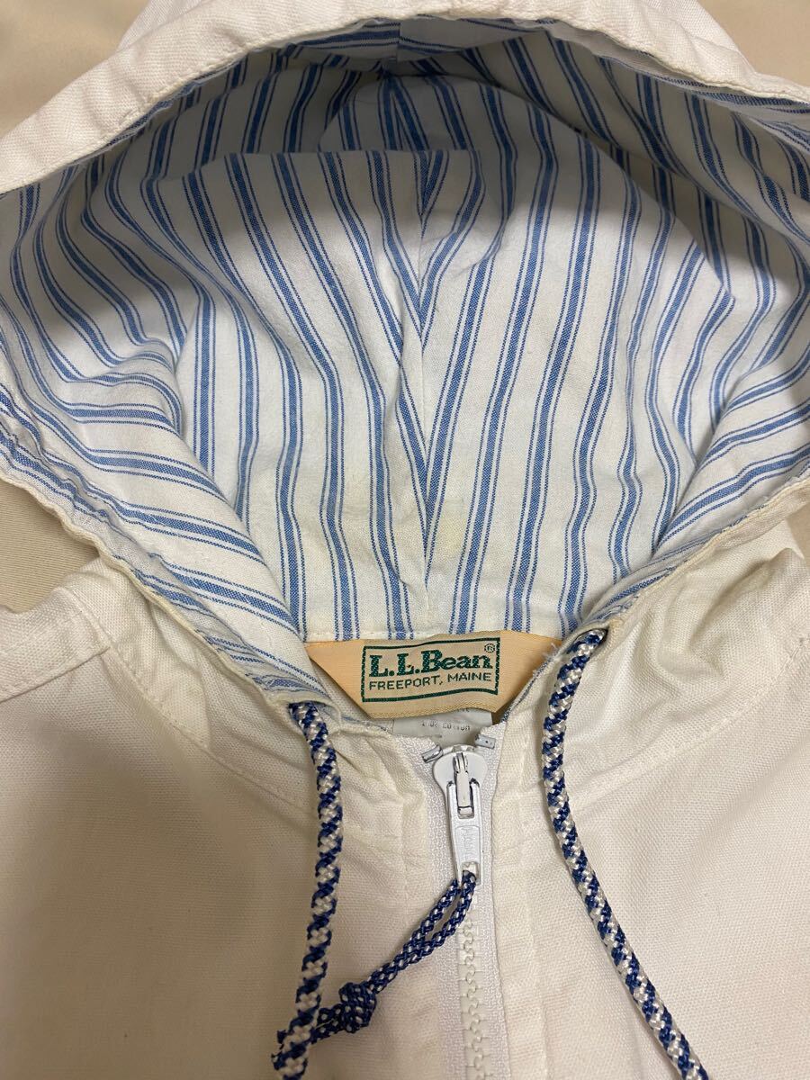 USA制 LL been プルオーバーパーカー 80s ホワイト ストライプ エルエルビーン 古著 良好 