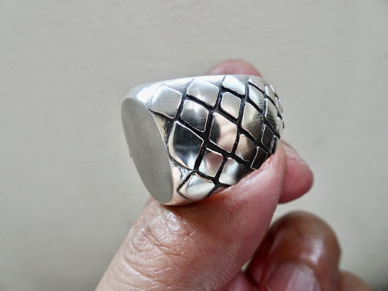 仁尾彫金『パイソン楕円の印臺リング』ハンドメイド213