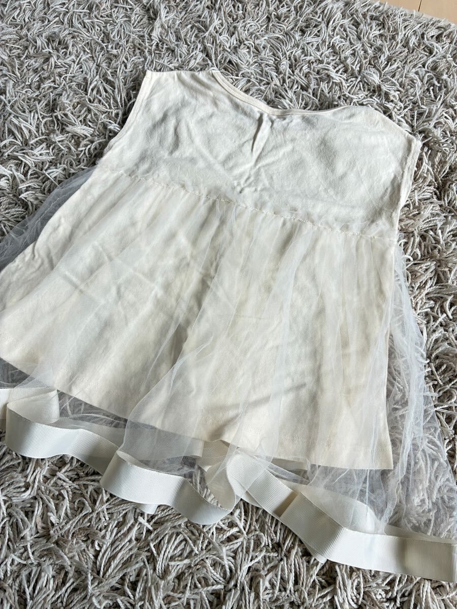 petit main ノースリーブタンクトップ 120 シフォン　フリル　白　 カットソー　 半袖 半袖トップス
