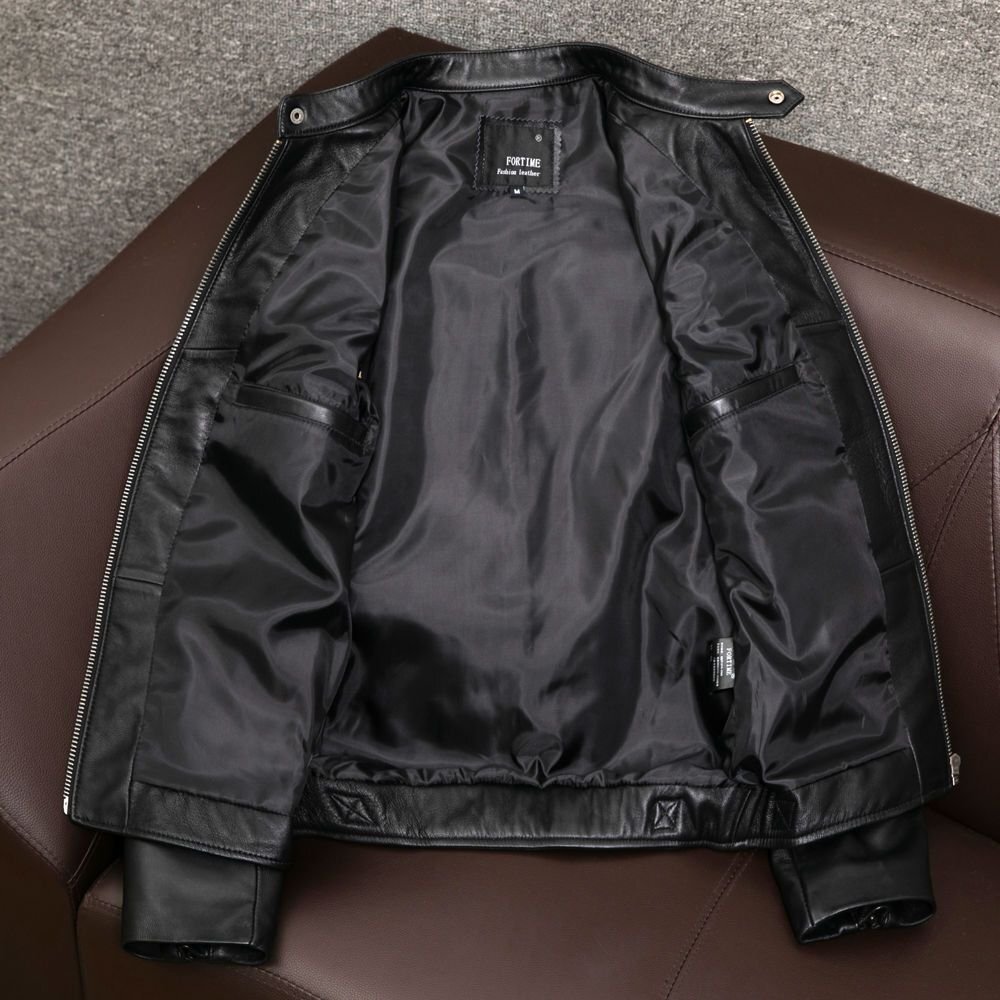 新入荷◆シンプルな大人の逸品 立ち襟◆上質(zhì)な牛革 本革 レザー ジャケット ライダース 革ジャン カジュアル