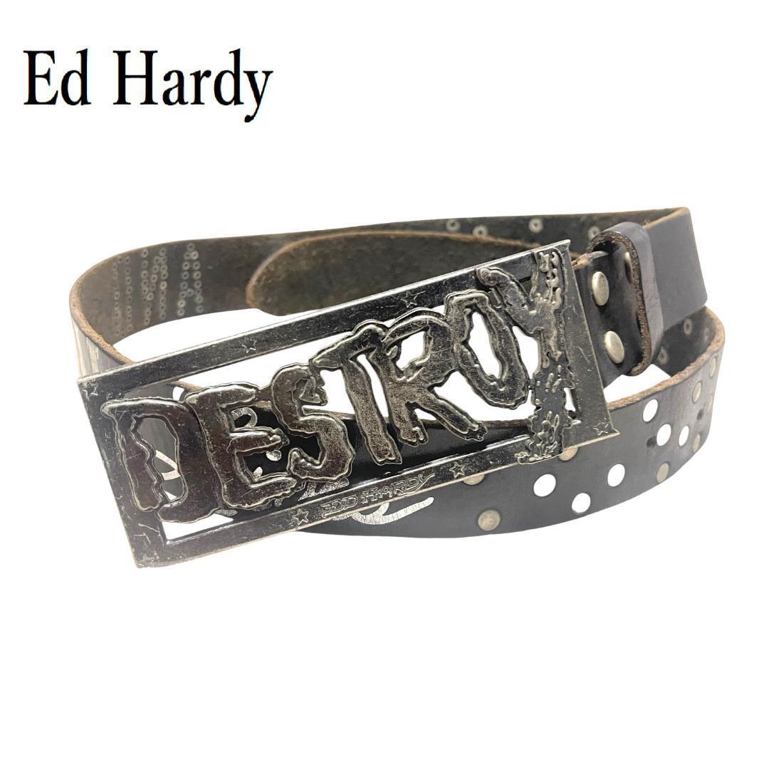 エドハーディ レザーベルト シルバー バックル Y2K DESTROY tl103091002-as.jpg