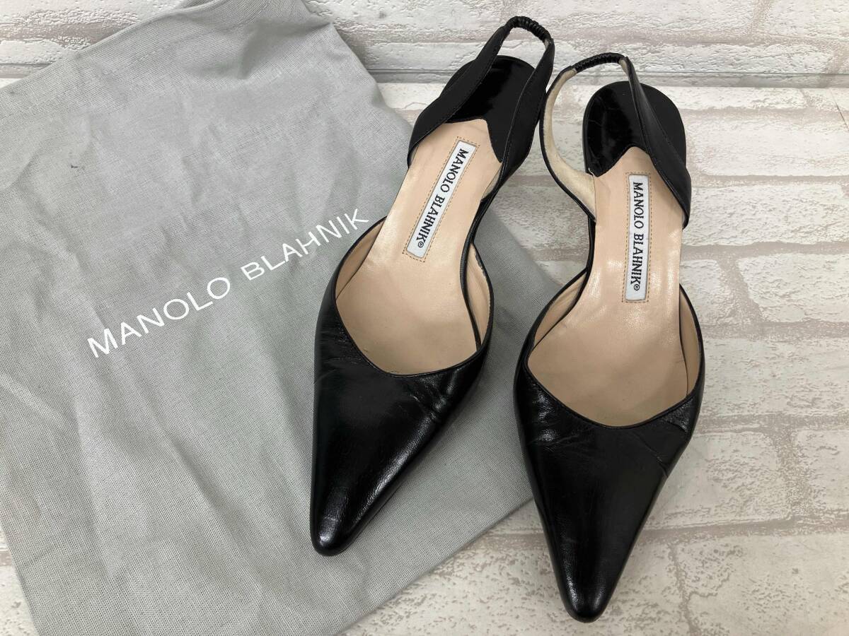 美品マノロブラニク 36 パンプス MANOLO BLAHNIK マノロブラニク ミュール パンプス ブラック