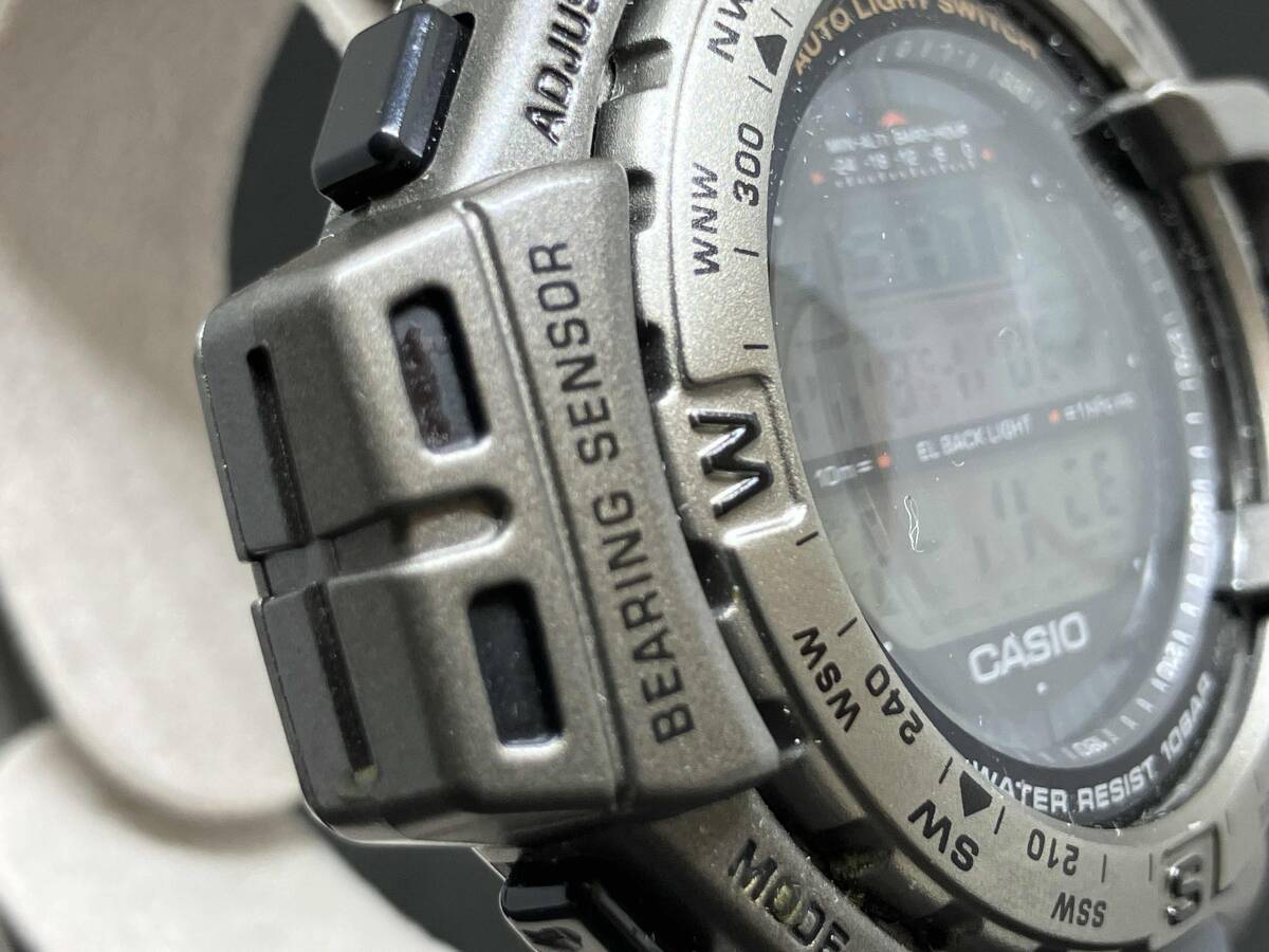 【1円スタート】ジャンク 稼働 CASIO PRO TREK プロトレック ハンティングワールド コラボモデル PRT-420 クォーツ 腕時計 チタン 一部不良